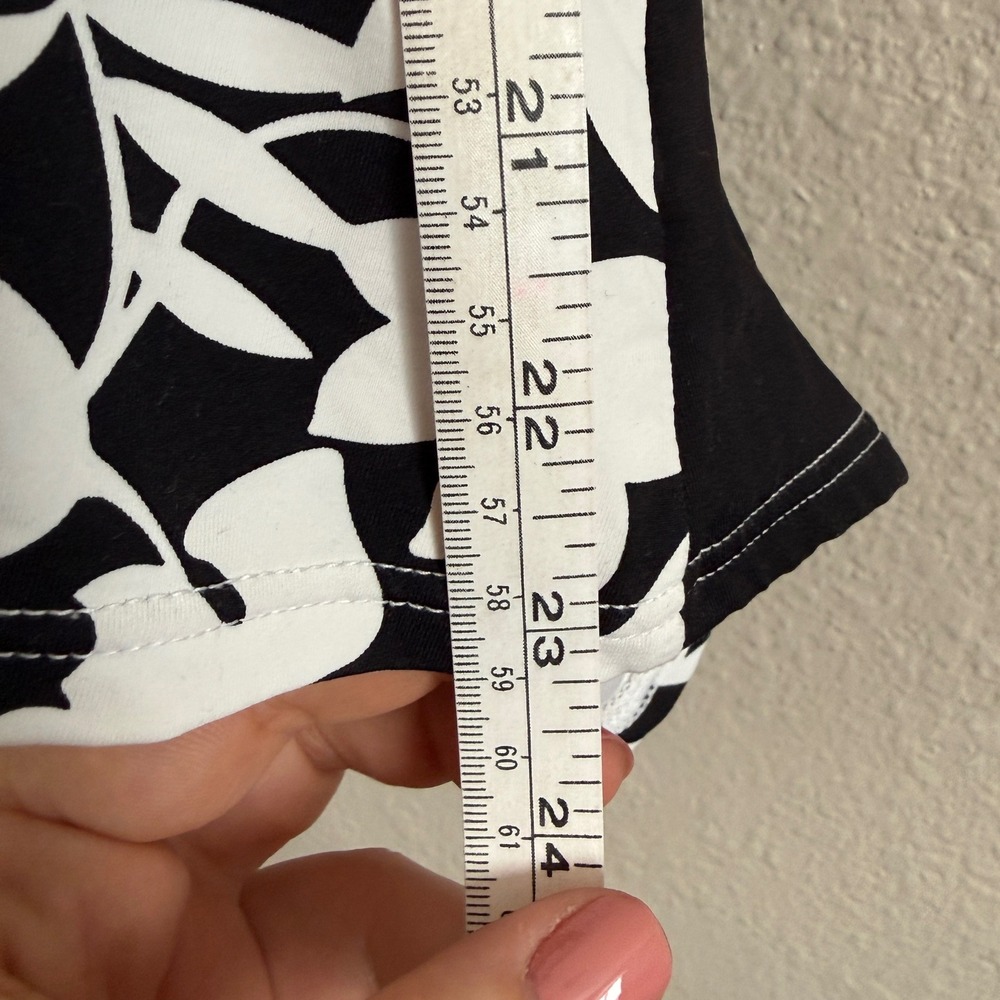 Lands End Womens 16W Tankini Top Black White Floral Ruched Tropical Modest - Picture 3 of 7
